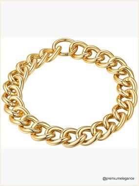 Chunky Cuban Link Chain Necklace Statement Curb Choker 14K Gold Thick Trendy